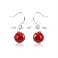 Cheapest 925 silver jewelry charm red agate diamond earrings